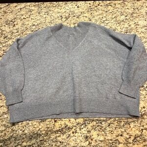 Robert Rodriguez Women Grey V-Neck Knit Sweater Oversized Long Sleeve Size S ws
